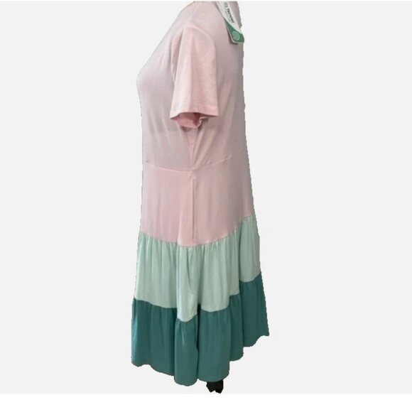 Land's End Tiered Sleeveless Colorblock Midi Dress - XS - Picture 2 of 7